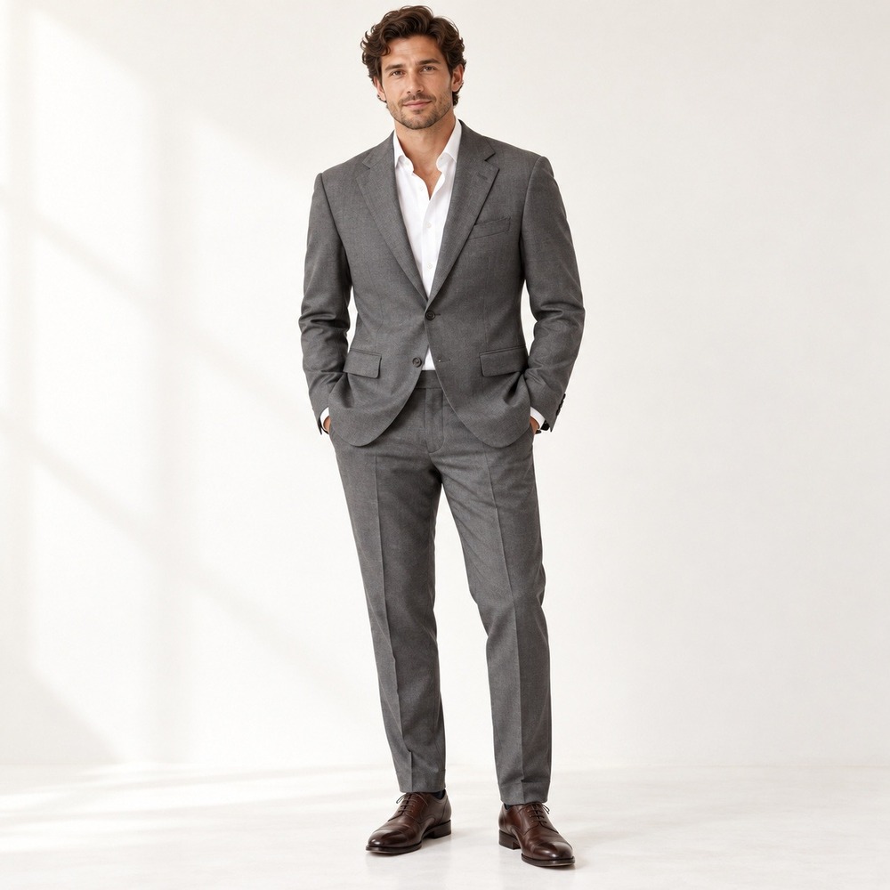 Suitsupply Napoli Vitale Barberis Canonico Super 110s Wool Mens Gray Suit 40R